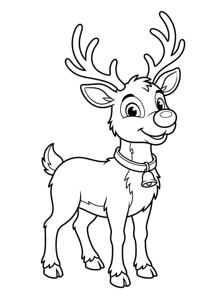 Rendier Rudolf Kleurplaten (Gratis PDF Printables) 09 - gratis kleurplaat om te printen