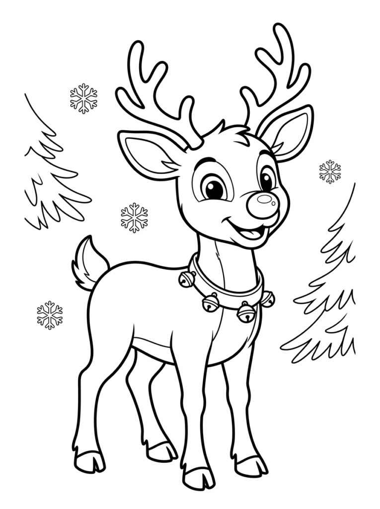 Rendier Rudolf Kleurplaten (Gratis PDF Printables) 10 - gratis kleurplaat om te printen