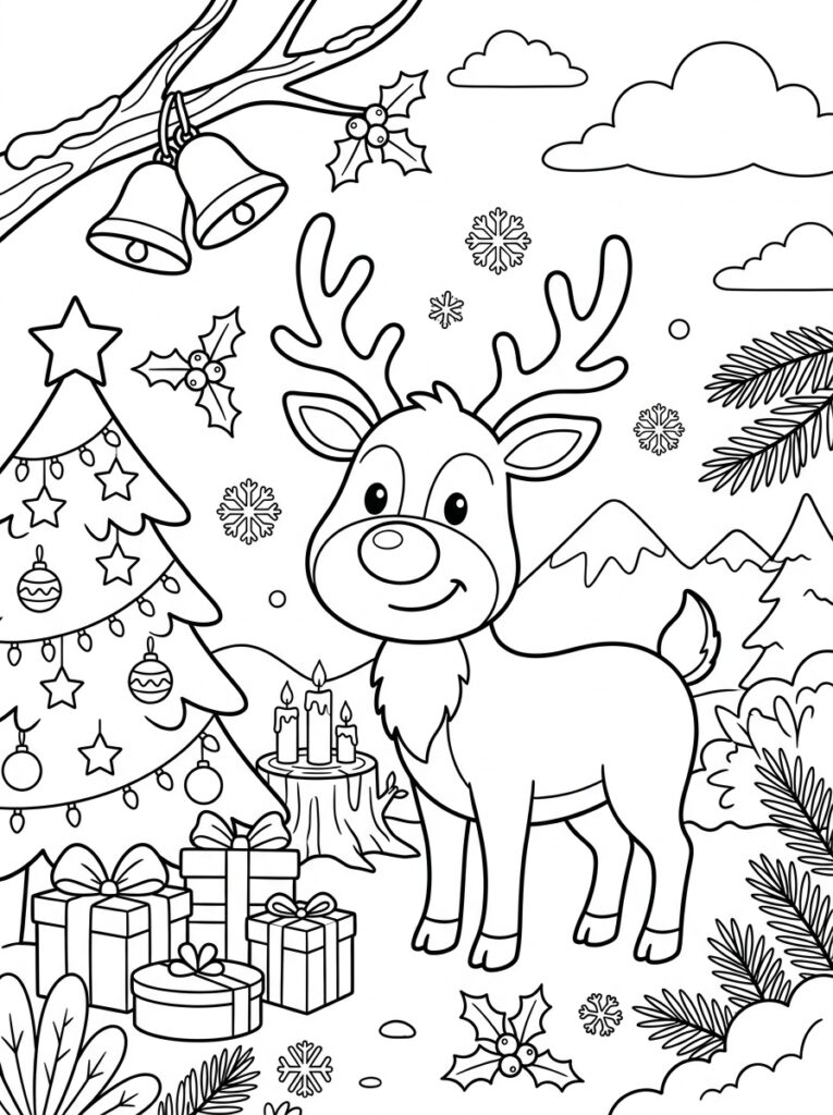 Rendier Rudolf Kleurplaten (Gratis PDF Printables) 20 - gratis kleurplaat om te printen