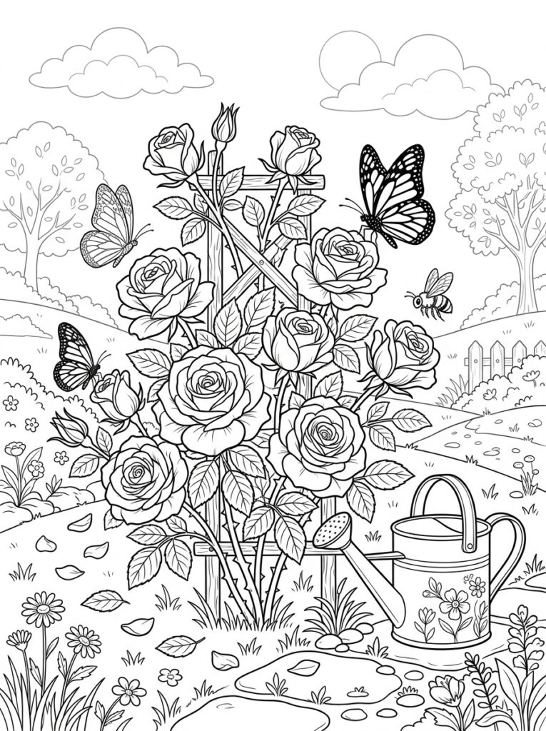 Rozen Kleurplaten (Gratis PDF Printables) 16 - gratis kleurplaat om te printen