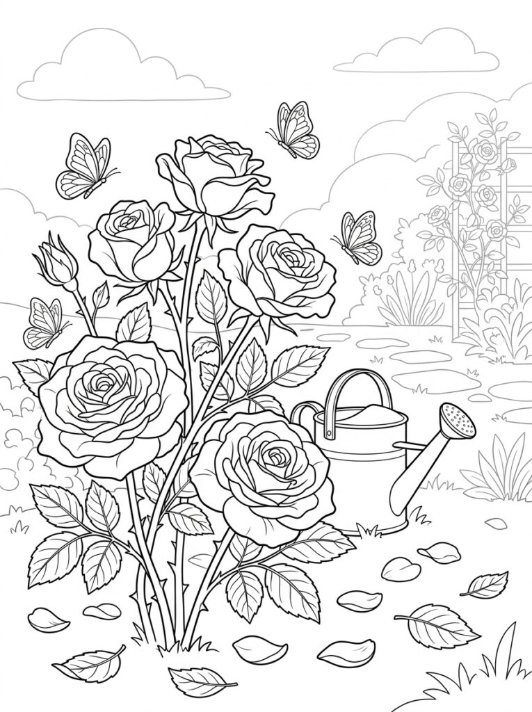 Rozen Kleurplaten (Gratis PDF Printables) 17 - gratis kleurplaat om te printen