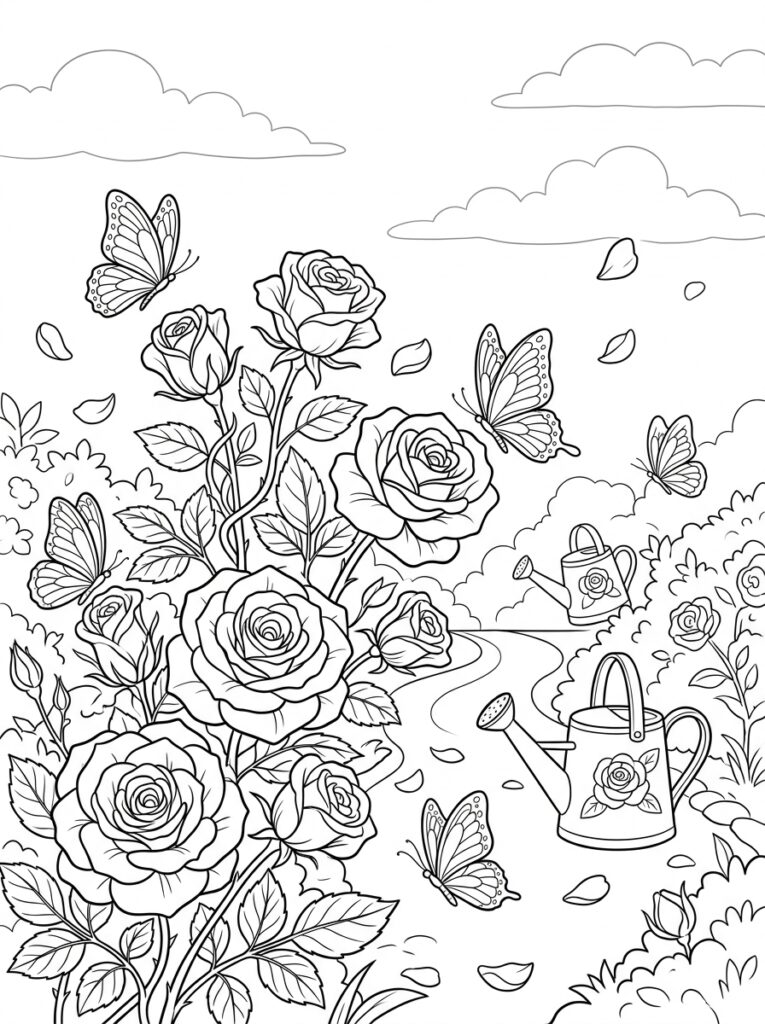 Rozen Kleurplaten (Gratis PDF Printables) 18 - gratis kleurplaat om te printen