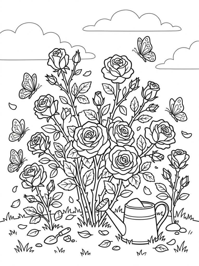 Rozen Kleurplaten (Gratis PDF Printables) 19 - gratis kleurplaat om te printen