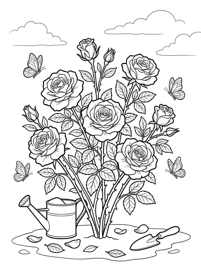 Rozen Kleurplaten (Gratis PDF Printables) 20 - gratis kleurplaat om te printen