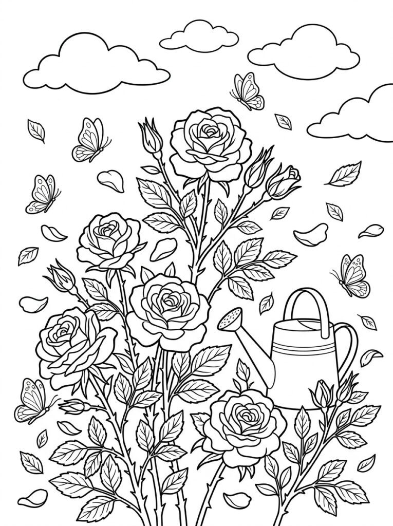 Rozen Kleurplaten (Gratis PDF Printables) 21 - gratis kleurplaat om te printen
