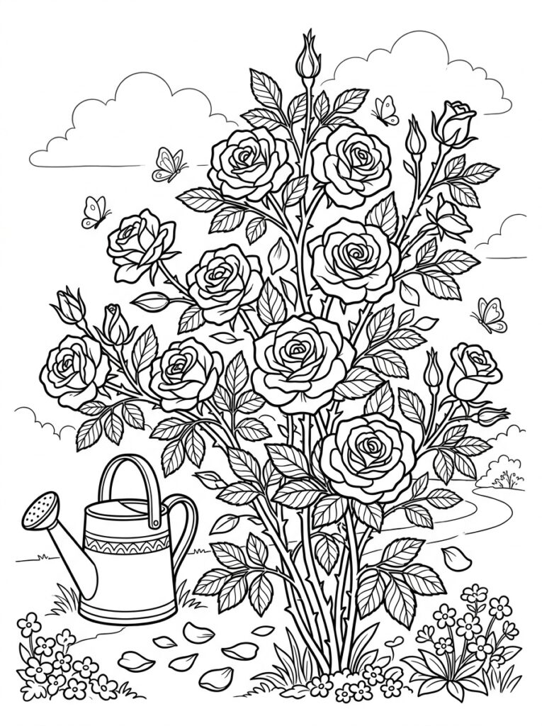 Rozen Kleurplaten (Gratis PDF Printables) 22 - gratis kleurplaat om te printen