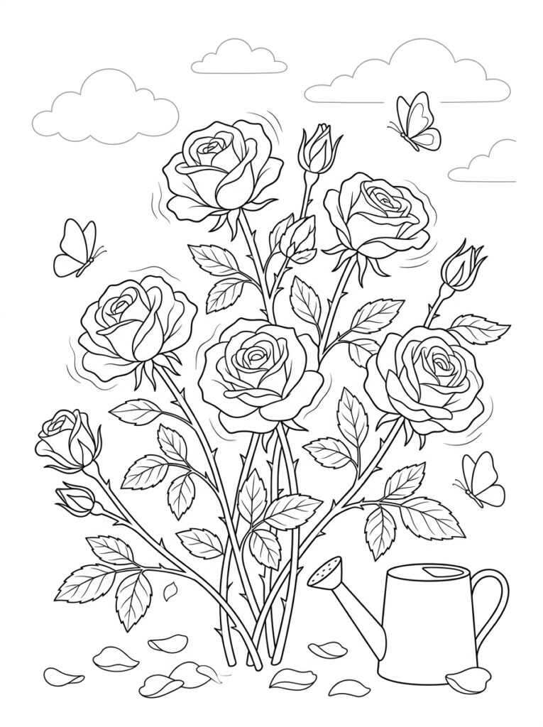 Rozen Kleurplaten (Gratis PDF Printables) 23 - gratis kleurplaat om te printen