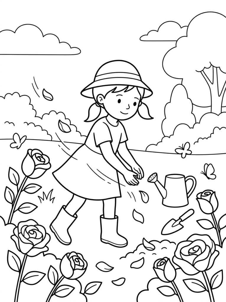 Rozen Kleurplaten (Gratis PDF Printables) 24 - gratis kleurplaat om te printen
