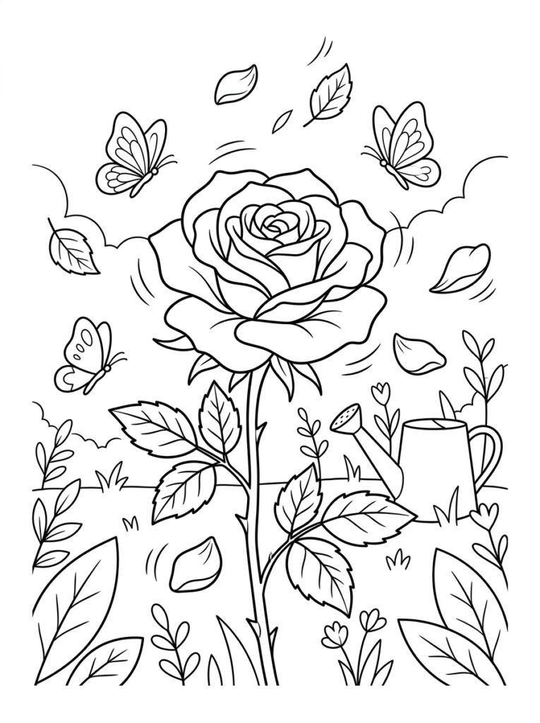 Rozen Kleurplaten (Gratis PDF Printables) 25 - gratis kleurplaat om te printen