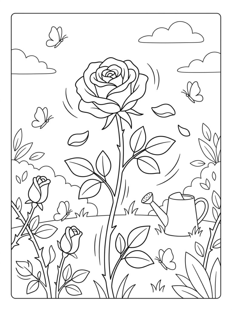 Rozen Kleurplaten (Gratis PDF Printables) 26 - gratis kleurplaat om te printen