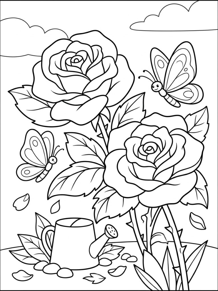 Rozen Kleurplaten (Gratis PDF Printables) 28 - gratis kleurplaat om te printen