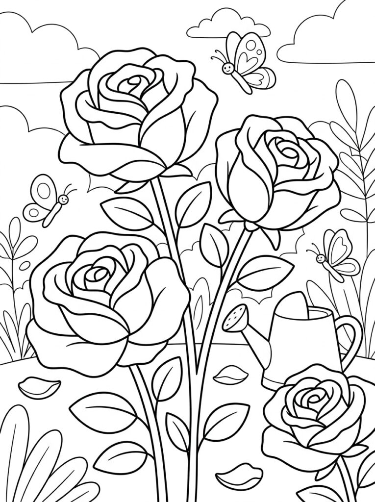 Rozen Kleurplaten (Gratis PDF Printables) 29 - gratis kleurplaat om te printen