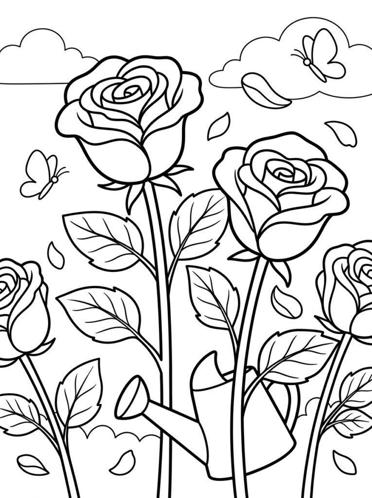 Rozen Kleurplaten (Gratis PDF Printables) 30 - gratis kleurplaat om te printen