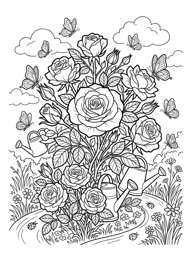 Rozen Kleurplaten (Gratis PDF Printables) 31 - gratis kleurplaat om te printen