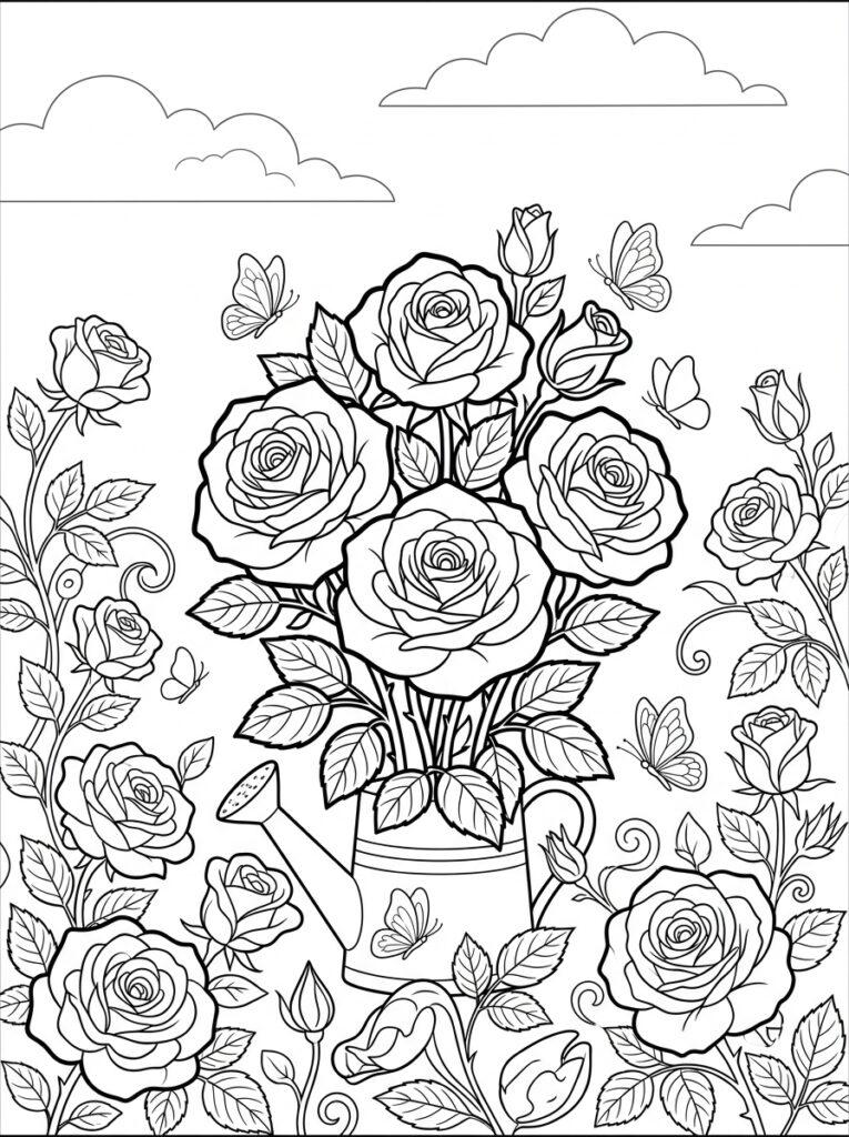 Rozen Kleurplaten (Gratis PDF Printables) 32 - gratis kleurplaat om te printen