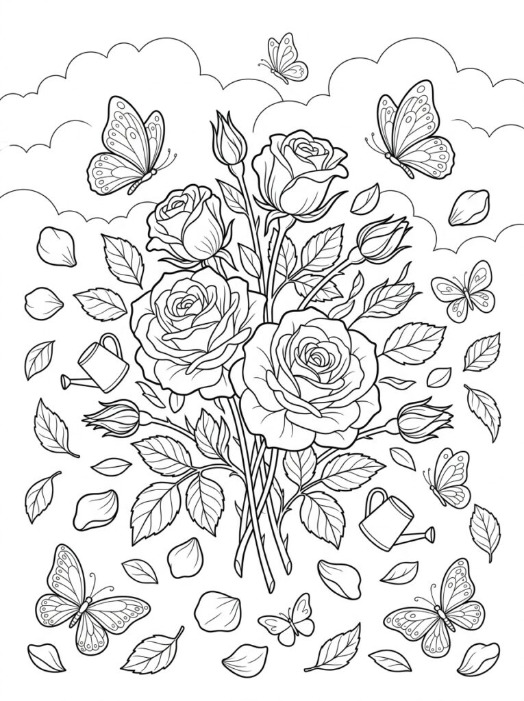 Rozen Kleurplaten (Gratis PDF Printables) 33 - gratis kleurplaat om te printen