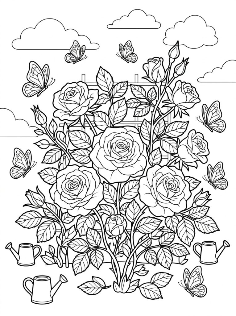 Rozen Kleurplaten (Gratis PDF Printables) 34 - gratis kleurplaat om te printen