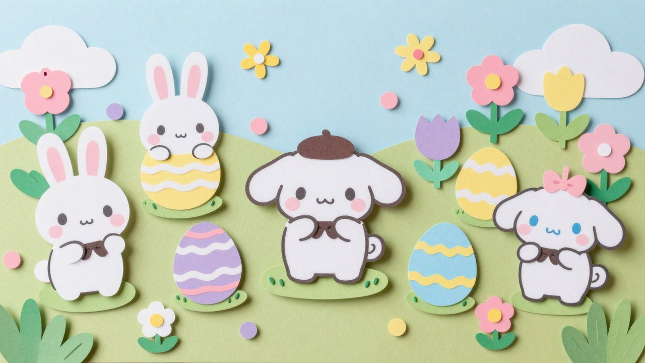 Sanrio Pasen Kleurplaten (Gratis PDF Printables) kleurrijke thumbnail