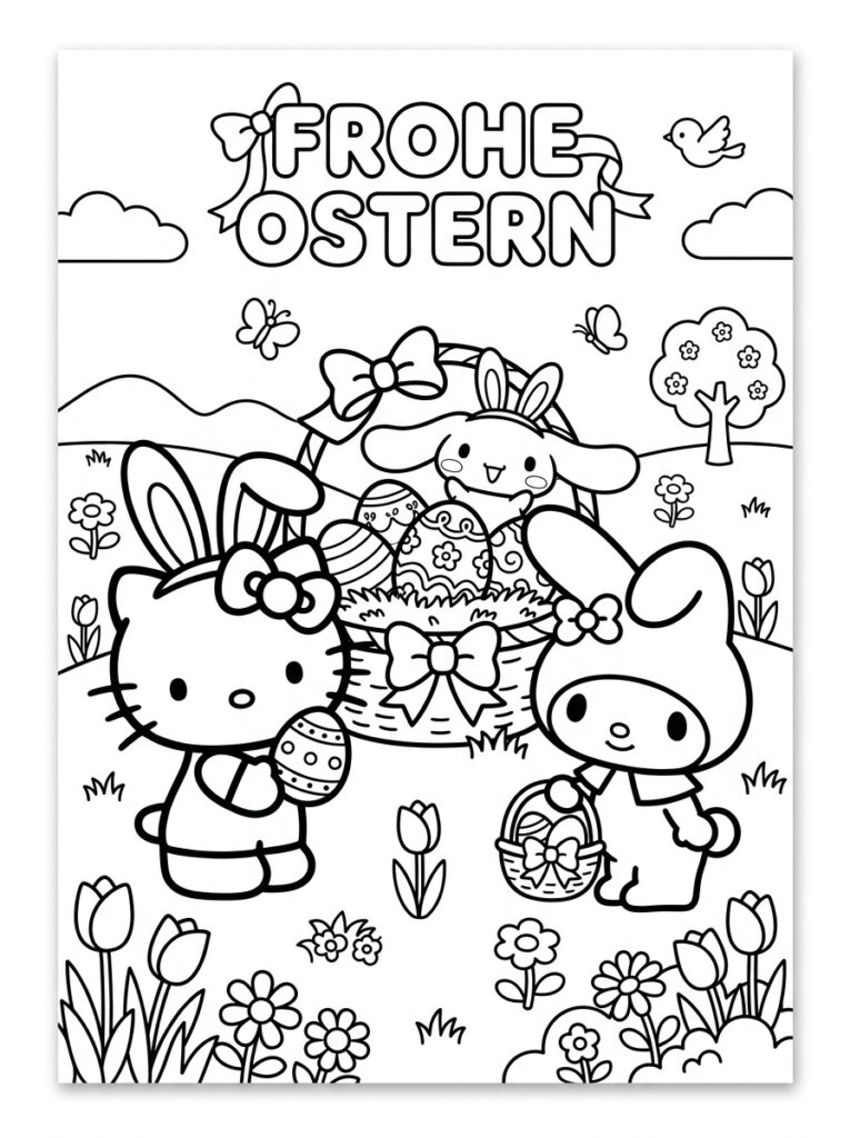 Sanrio Pasen Kleurplaten (Gratis PDF Printables) 03 - gratis kleurplaat om te printen