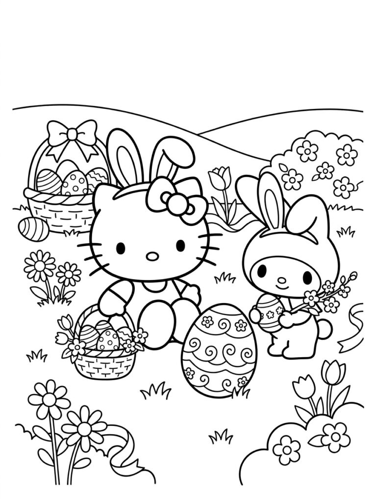 Sanrio Pasen Kleurplaten (Gratis PDF Printables) 04 - gratis kleurplaat om te printen