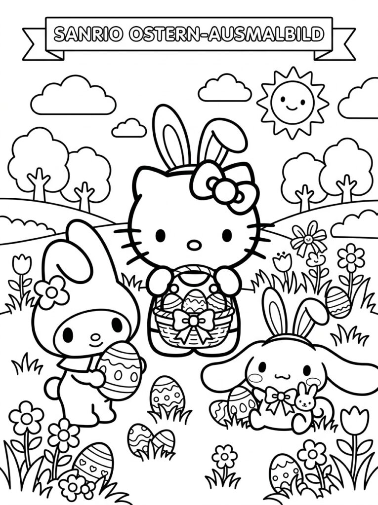 Sanrio Pasen Kleurplaten (Gratis PDF Printables) 05 - gratis kleurplaat om te printen