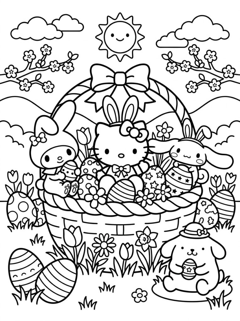 Sanrio Pasen Kleurplaten (Gratis PDF Printables) 08 - gratis kleurplaat om te printen