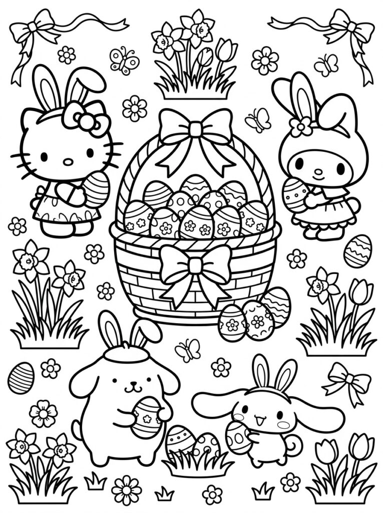 Sanrio Pasen Kleurplaten (Gratis PDF Printables) 09 - gratis kleurplaat om te printen