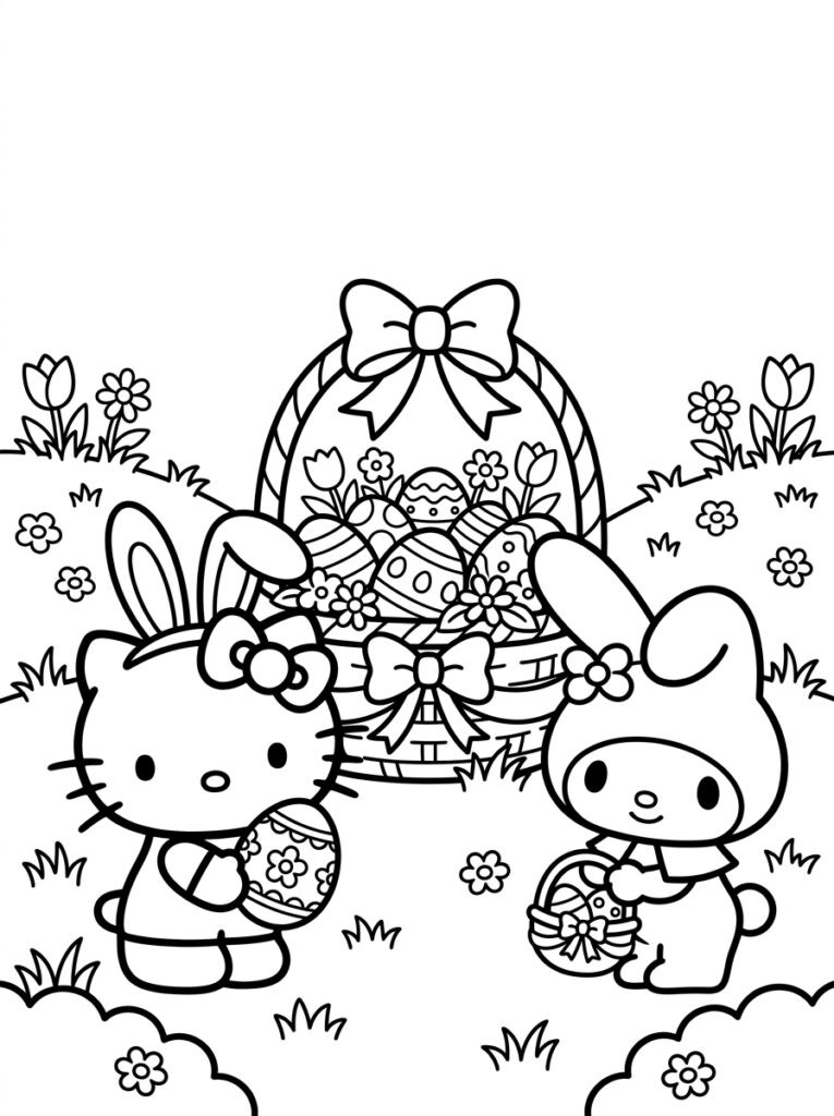 Sanrio Pasen Kleurplaten (Gratis PDF Printables) 10 - gratis kleurplaat om te printen