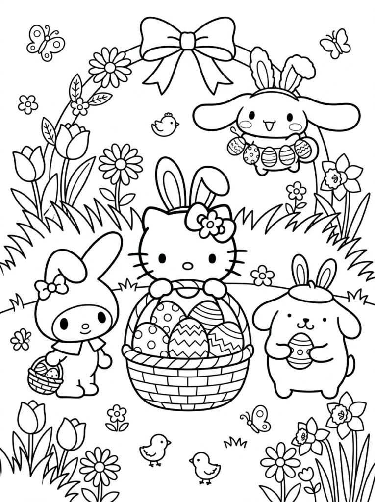Sanrio Pasen Kleurplaten (Gratis PDF Printables) 11 - gratis kleurplaat om te printen
