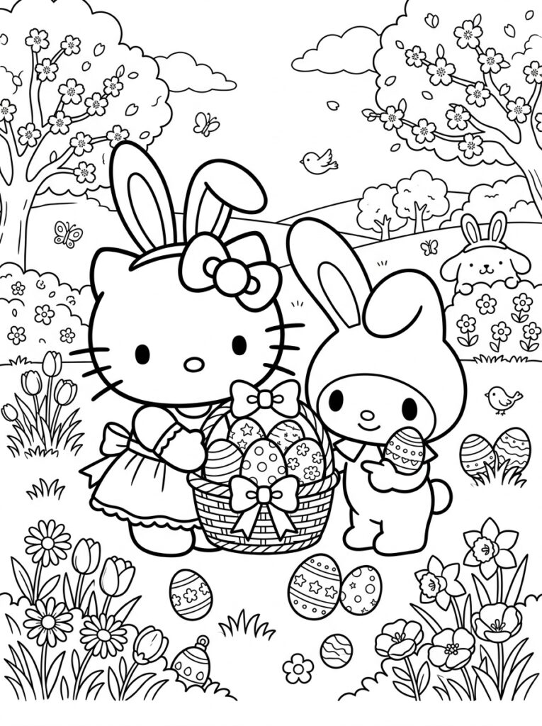 Sanrio Pasen Kleurplaten (Gratis PDF Printables) 12 - gratis kleurplaat om te printen