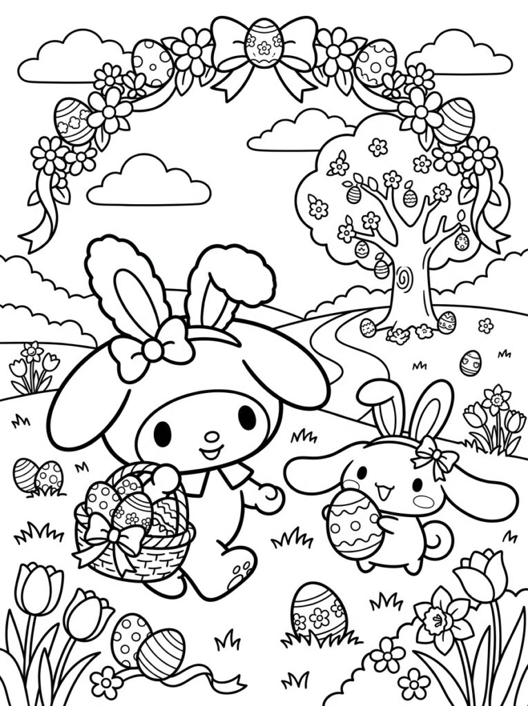 Sanrio Pasen Kleurplaten (Gratis PDF Printables) 13 - gratis kleurplaat om te printen