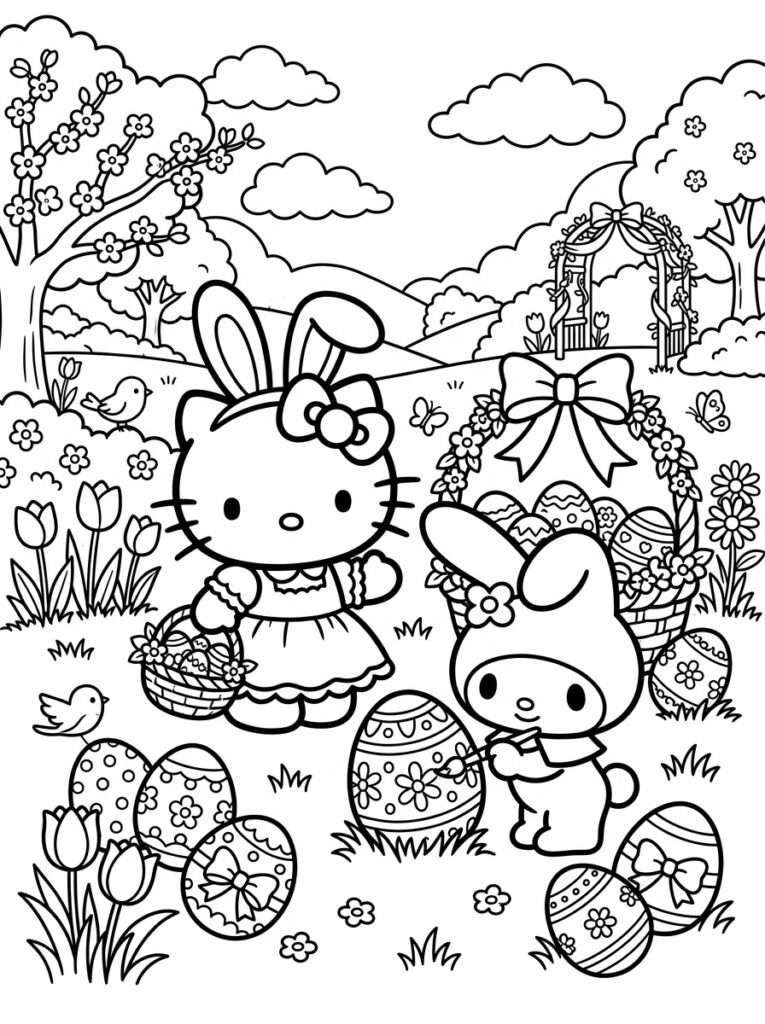 Sanrio Pasen Kleurplaten (Gratis PDF Printables) 14 - gratis kleurplaat om te printen