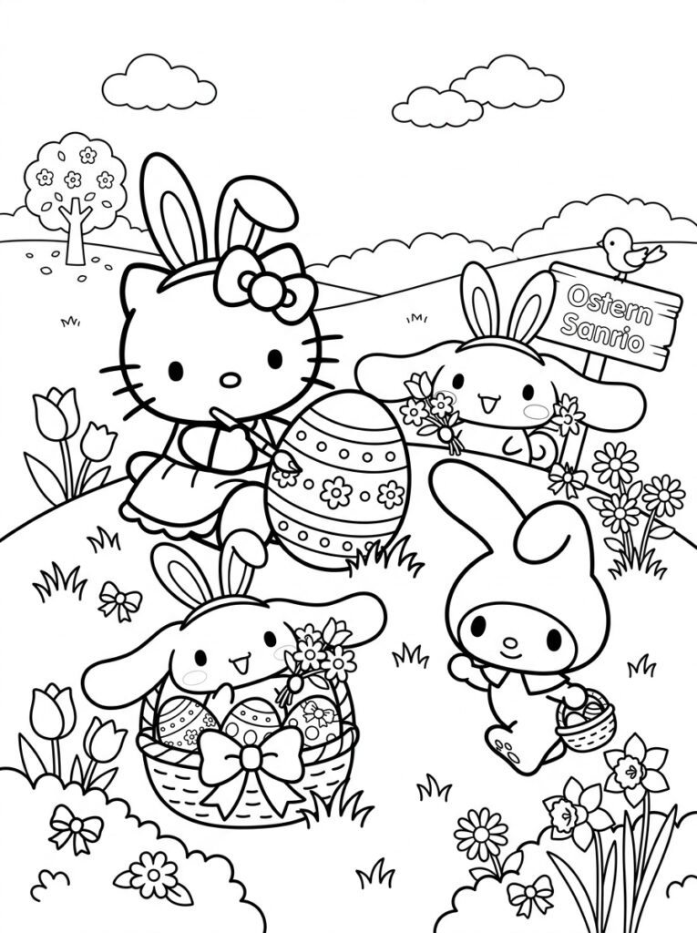 Sanrio Pasen Kleurplaten (Gratis PDF Printables) 15 - gratis kleurplaat om te printen