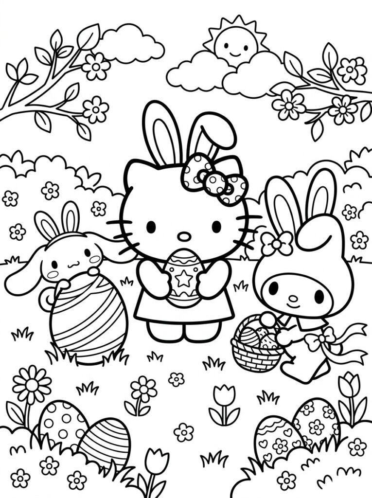 Sanrio Pasen Kleurplaten (Gratis PDF Printables) 16 - gratis kleurplaat om te printen