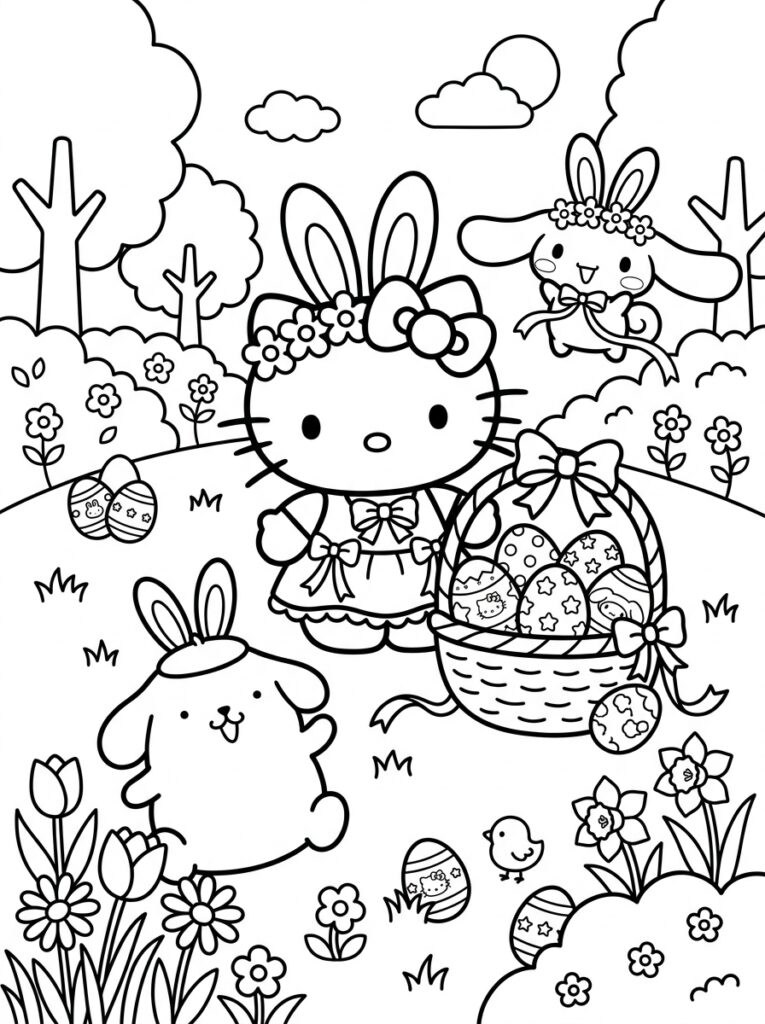 Sanrio Pasen Kleurplaten (Gratis PDF Printables) 17 - gratis kleurplaat om te printen