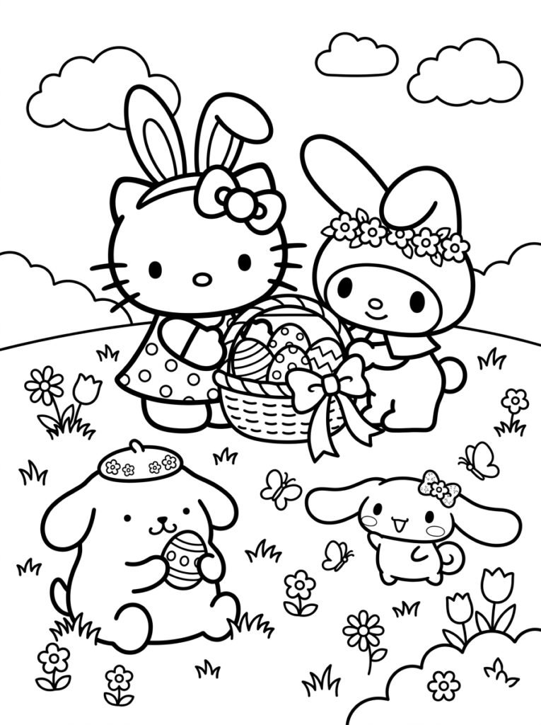 Sanrio Pasen Kleurplaten (Gratis PDF Printables) 18 - gratis kleurplaat om te printen