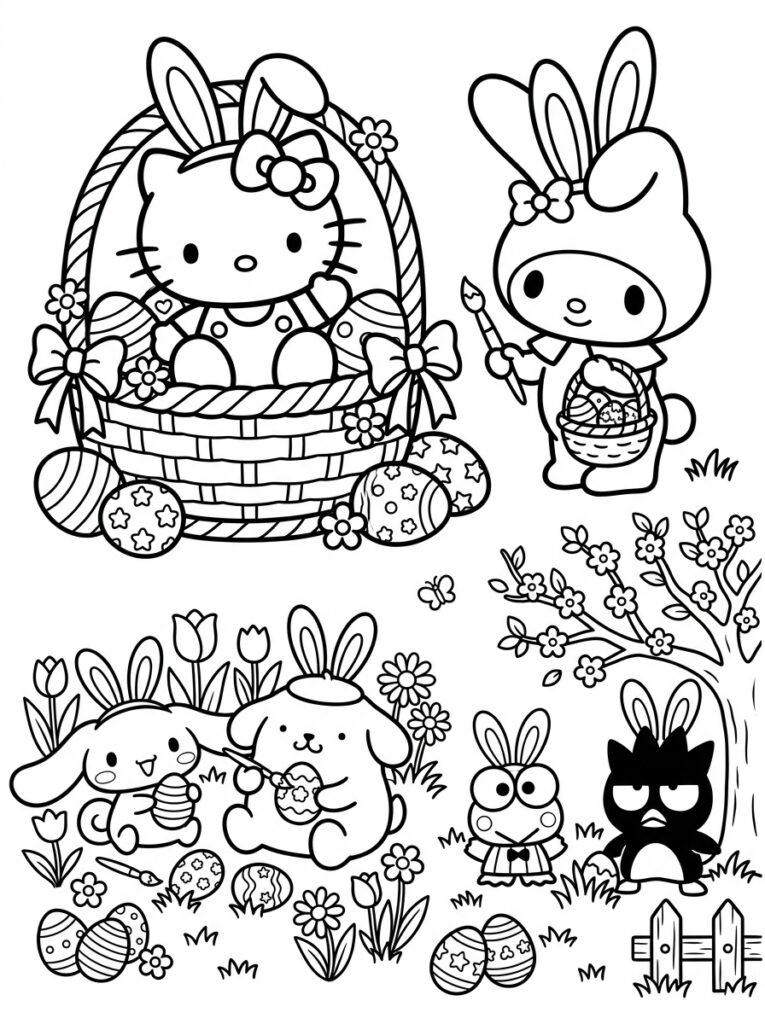 Sanrio Pasen Kleurplaten (Gratis PDF Printables) 19 - gratis kleurplaat om te printen