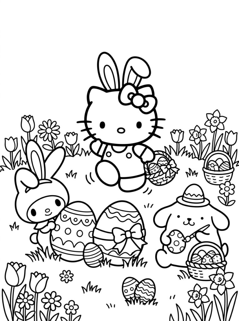 Sanrio Pasen Kleurplaten (Gratis PDF Printables) 20 - gratis kleurplaat om te printen