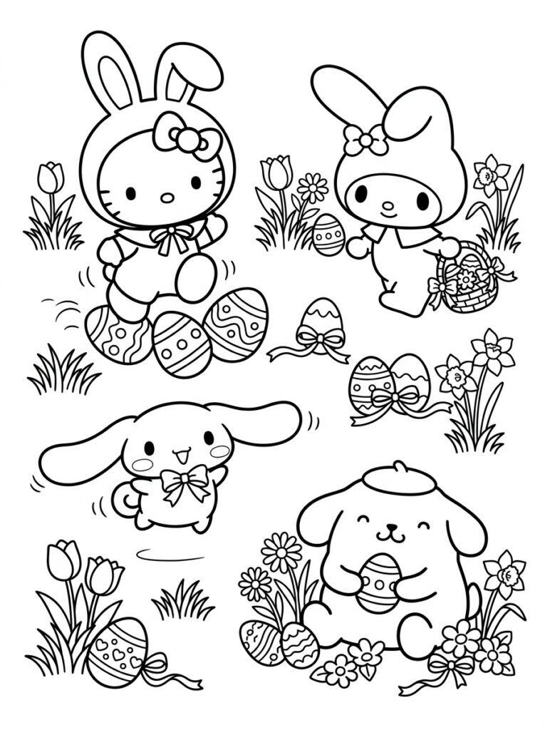 Sanrio Pasen Kleurplaten (Gratis PDF Printables) 21 - gratis kleurplaat om te printen