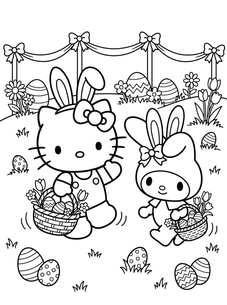 Sanrio Pasen Kleurplaten (Gratis PDF Printables) 22 - gratis kleurplaat om te printen