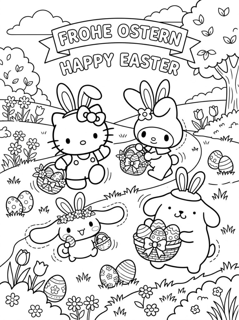 Sanrio Pasen Kleurplaten (Gratis PDF Printables) 23 - gratis kleurplaat om te printen