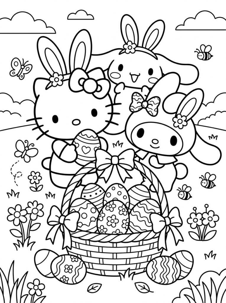 Sanrio Pasen Kleurplaten (Gratis PDF Printables) 24 - gratis kleurplaat om te printen