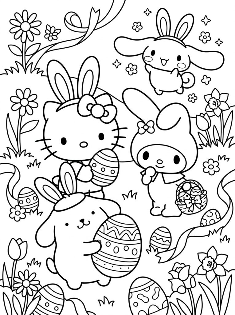 Sanrio Pasen Kleurplaten (Gratis PDF Printables) 26 - gratis kleurplaat om te printen