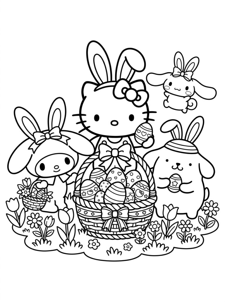 Sanrio Pasen Kleurplaten (Gratis PDF Printables) 29 - gratis kleurplaat om te printen
