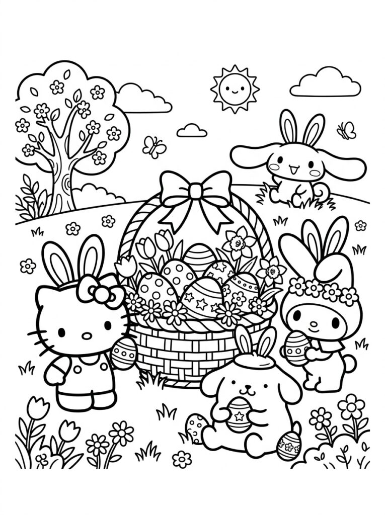 Sanrio Pasen Kleurplaten (Gratis PDF Printables) 30 - gratis kleurplaat om te printen