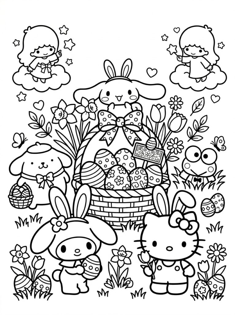 Sanrio Pasen Kleurplaten (Gratis PDF Printables) 31 - gratis kleurplaat om te printen