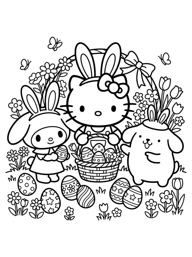 Sanrio Pasen Kleurplaten (Gratis PDF Printables) 32 - gratis kleurplaat om te printen