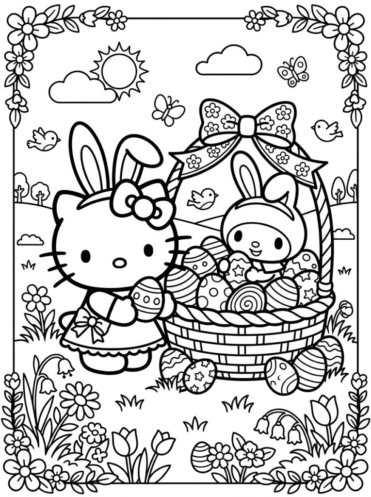 Sanrio Pasen Kleurplaten (Gratis PDF Printables) 33 - gratis kleurplaat om te printen