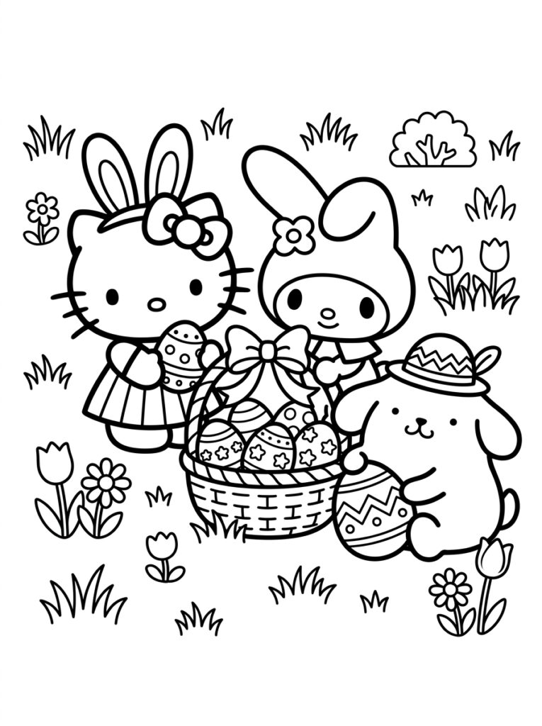 Sanrio Pasen Kleurplaten (Gratis PDF Printables) 34 - gratis kleurplaat om te printen