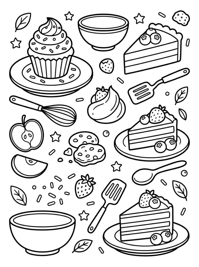 Schattig eten Kleurplaten (Gratis PDF Printables) 04 - gratis kleurplaat om te printen
